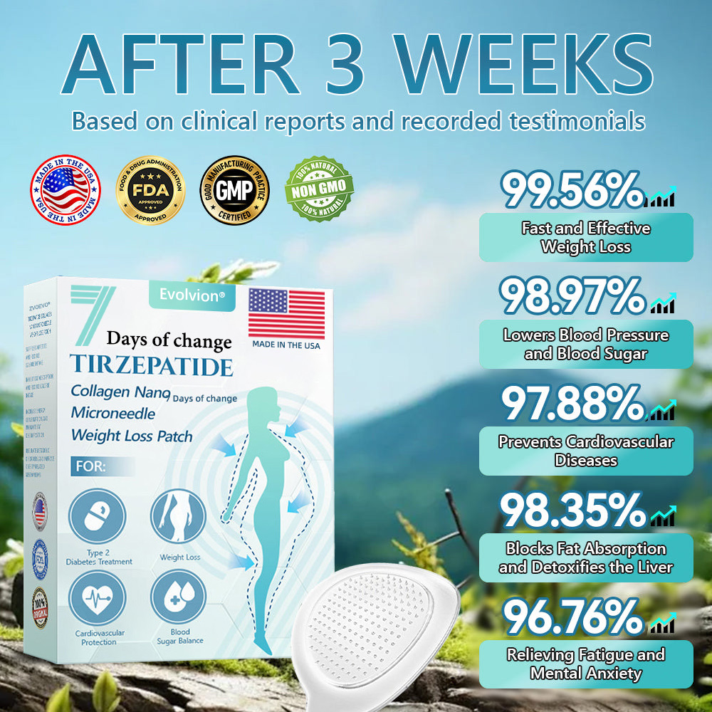 【Last Day Promotion 80% OFF🌟】✨ Evolvion® 𝐓𝐢𝐫𝐳𝐞𝐩𝐚𝐭𝐢𝐝𝐞 & 𝐂𝐨𝐥𝐥𝐚𝐠𝐞𝐧 𝐍𝐚𝐧𝐨 𝐌𝐢𝐜𝐫𝐨𝐧𝐞𝐞𝐝𝐥𝐞 𝐖𝐞𝐢𝐠𝐡𝐭 𝐋𝐨𝐬𝐬 𝐏𝐚𝐭𝐜𝐡丨Targets Obesity, Loose Skin, High Blood Pressure, Diabetes, Fatty Liver, Joint Pain, Brain Fog, Low Energy, Body Aches, and More