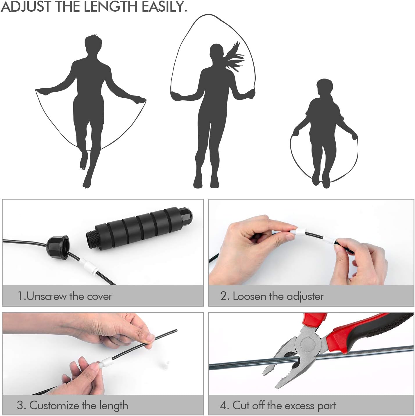 Jump Rope, Tangle-Free Rapid Speed Jumping Rope Cable with Ball Bearings for Women, Men & Kids