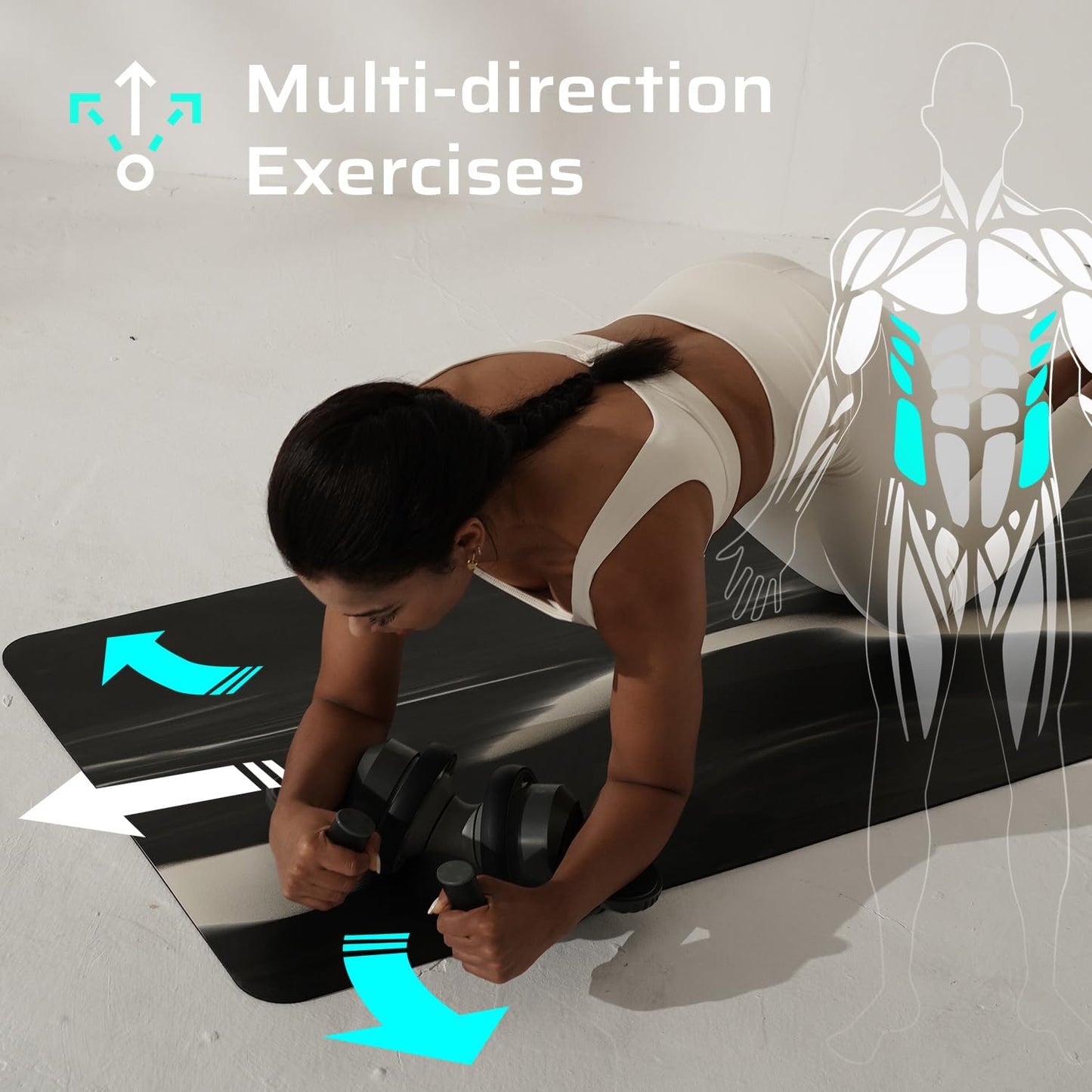 Fitness Ab Roller Wheel with Elbow Support Abdominal Trainer Roller Workout Equipment