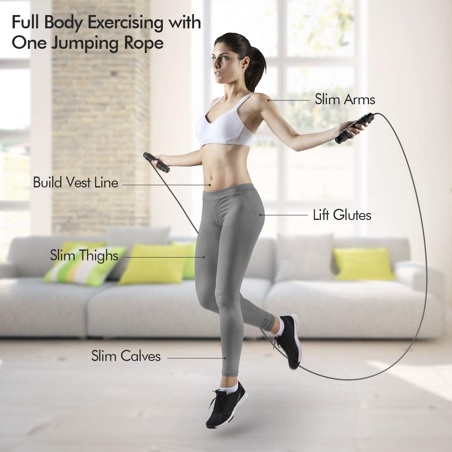 Jump Rope, Tangle-Free Rapid Speed Jumping Rope Cable with Ball Bearings for Women, Men & Kids