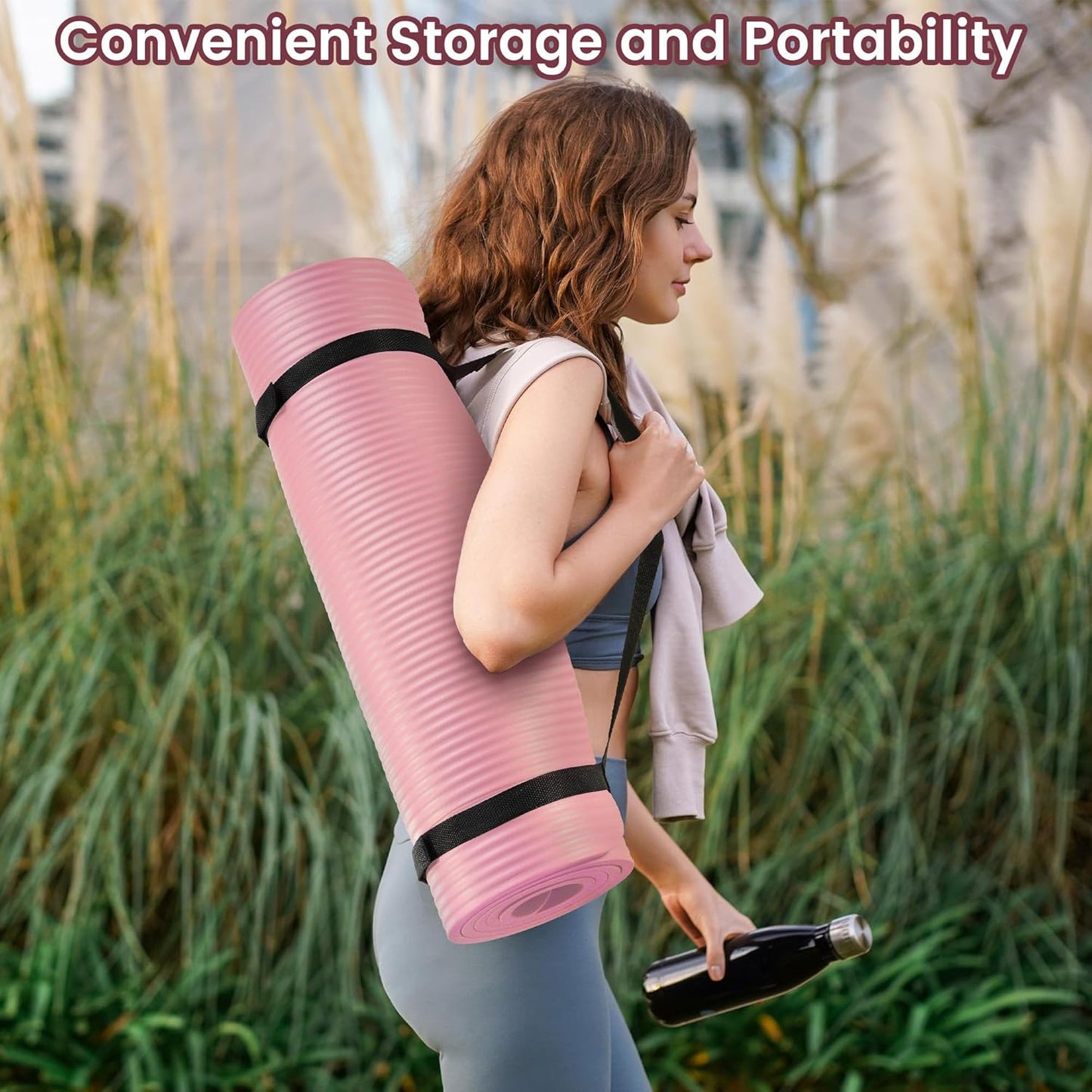 Yoga Mat Anti-Tear Exercise Yoga Mat with Carrying Strap